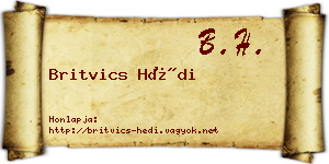 Britvics Hédi névjegykártya